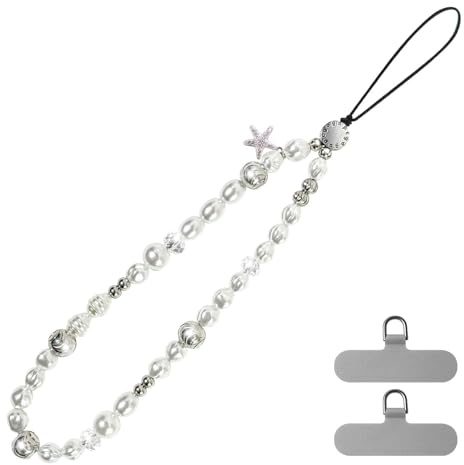 pcgaga Perlen Handykette Kurz, Handgefertigt, Exquisite, Einzigartige Geschenke, Handyanhänger für jedem Handy Hülle