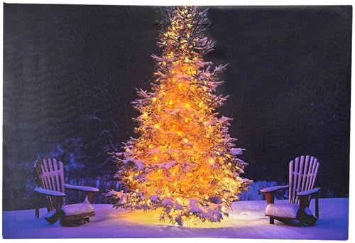 infactory Bild: Animiertes LED-Wandbild Tannenbaum, 38 x 58 cm (LED Bild Weihnachtsbaum, Weihnachtsdeko mit, Kerze)