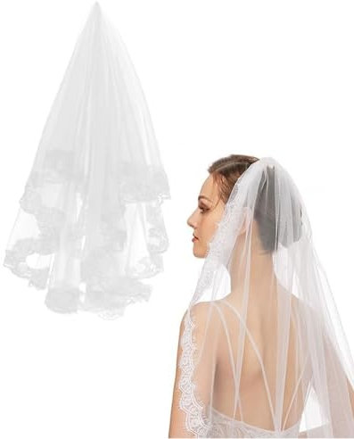MOPZIJA schleier, Brautschleier Lang 1.5m,Brautschleier,Schleier Braut Hochzeit Einfacher Tüll Brautschleier Spitze Fingerspitze Braut Tüll Für Hochzeit Junggesellinnenabschiede Haarschmuck Hochzeit
