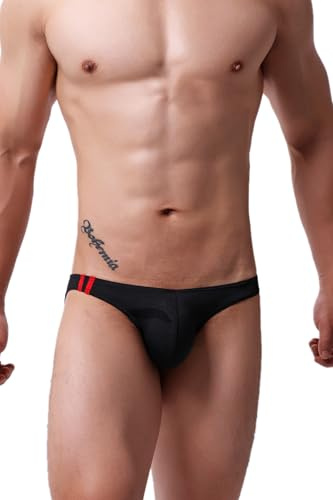 Maiclaice Hombre Elastano Talle Bajo Bikini Slip Ropa Interior Negro Medium