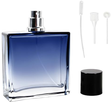 Kaslaider 100ml Boccetta Profumo Ricaricabile, Portatile Atomizzatore Profumi da Viaggio, Nebulizzatore Profumo, Bottiglia di Profumo Spray in Vetro Vuoto Piazza con 2 Contagocce e Separatore