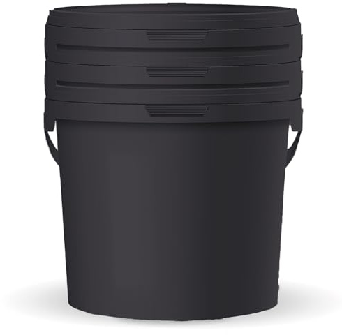 POSH Eimer mit Deckel – Schwarz, Kunststoff, lebensmittelecht, auslaufsicher, geruchsneutral, robust, stabil, luftdicht, Eimer mit Henkel (3, 3L)