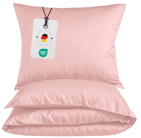Carpe Sonno® Mikrofaser Bettwäsche 135x200 Rosa | Leichte Sommer Bettwäsche Rosa | Polyester Bettbezug 135 x 200 | Duvet Cover 135x200 | Rosa Bettwäsche-Sets Deckenbezug 135x200 Kissenbezug 80x80
