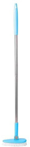 Long Handled Heavy Duty Scrubbing Brush - Multi-surface Bathroom Cleaning Brush for Tiles, Bathtubs, Toilets, Floors Non-Slip Household Cleaning Tool (17x92 Cm, Stiff Bristles) (Blue,17cm*92cm)