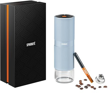 Portable Electric Coffee Grinder, Rechargeable Handheld Grinder with Stainless Steel Conical Burr, Adjustable Grind Settings, for Espresso, Moka, Pour Over, French Press, Cold Brew, Azure