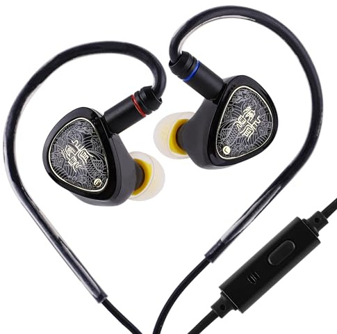 Linsoul TANGZU Wan'er S.G II in Ear Monitor, Cuffie HiFi Cablate, Auricolari Gaming IEM con Driver Dinamico da 10mm e Diaframma PET con Cavo OFC Staccabile 2Pin per Audiofili(Nero,3.5mm Con Mic)