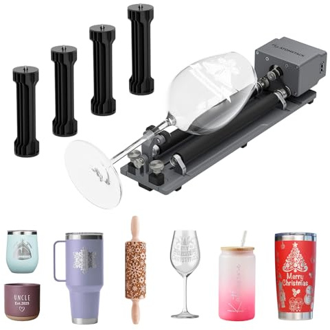 ATOMSTACK R6 Laser Rotary Roller Laser Engraver Multi-Function Compatible with Atomstack Laser Engraver Roller Rotator Y-axis Rotary Engraving Module for Cylindrical Objects Bottles Cups