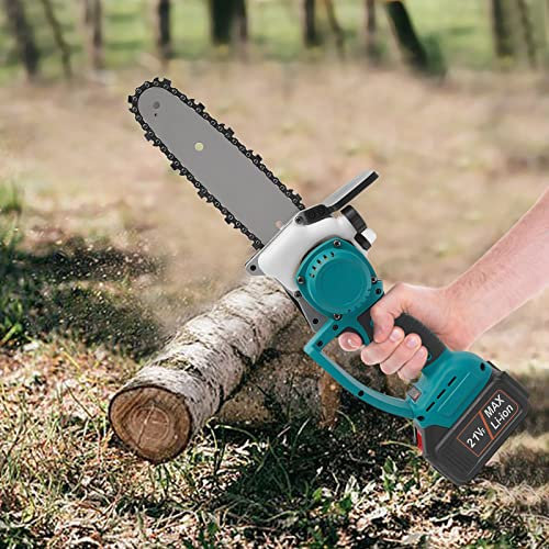 Mini motosierra sin escobillas de 8 pulgadas con 2 baterías, motosierra con batería con lubricante automático, motosierra eléctrica sin cable, ideal para cortar madera, corte de árboles y proyectos de