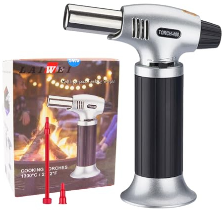 Laiwei S400 Küchenbrenner, nachfüllbar, Butangasbrenner, passend für alle Butan-Behälter, mit einstellbarer Flamme, ideal für Grillen, Backen, Desserts und Cremekuchen.