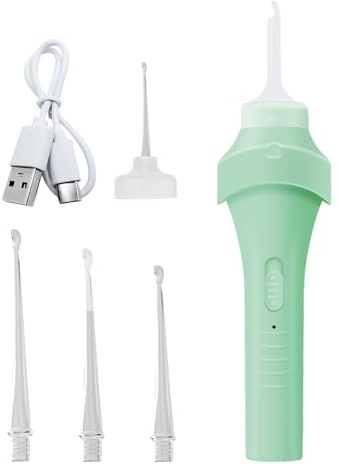 Extracción Eléctrica De Cerumen - Limpiador Eléctrico de Oído con Luz LED - Accesorio para Tapones y Presión en Oídos de Uso Familiar y Viajes