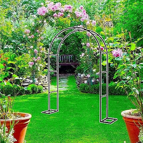 Extra hoher schwarzer Metall-Gartenbogen für Kletterpflanzen, Hochzeitsspalier, Pergola für Weinreben, robuster Outdoor-Torbogen, grüne Farbe, B 1,4 m x H 2,3 m