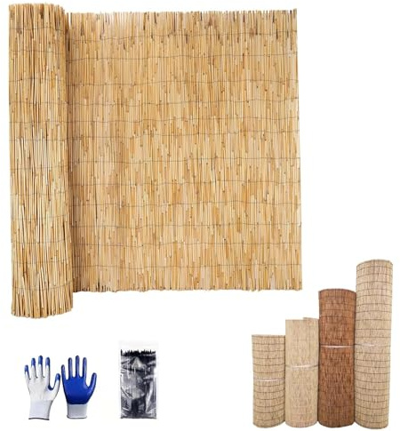 Canisse Balcon Brise Vue, Claustra Exterieur Bambou 30cm 100cm 120cm 140cm 160cm 180cm Hoch, Pare Jardin Cloture Bois, pour Hôtel, Galerie, Restaurant, Bordure De Piscine(Natural White Line)