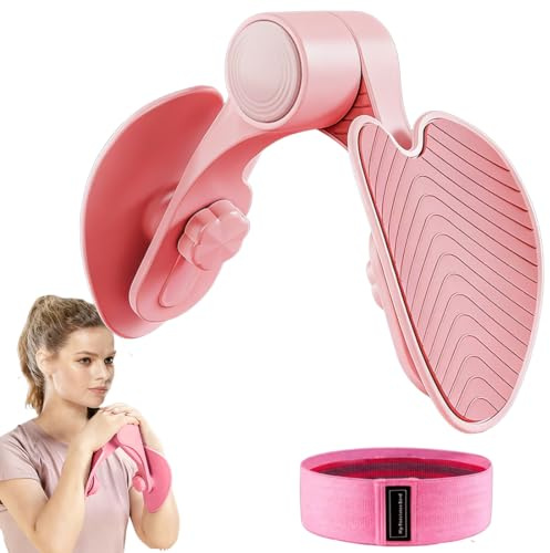 Lårtränare, bäckenbottentränare, bentränare, bäckenbottentränare för kvinnor, multifunktionell bindpress för hem, armbenstränare, för hem kvinnor och män, inre lårtränare (rosa)