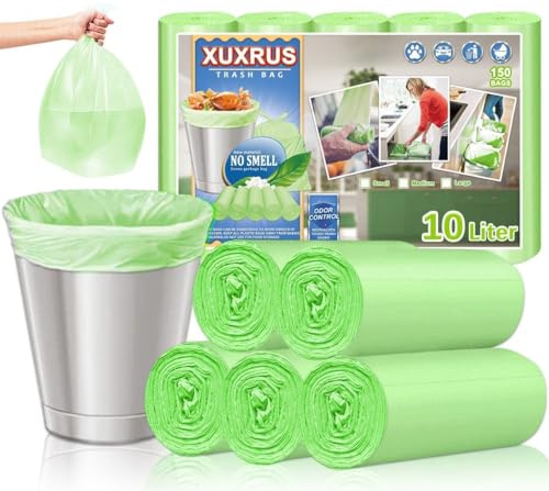 XUXRUS Bolsas de Basura 10L, 150 Uds, Verdes, Resistentes