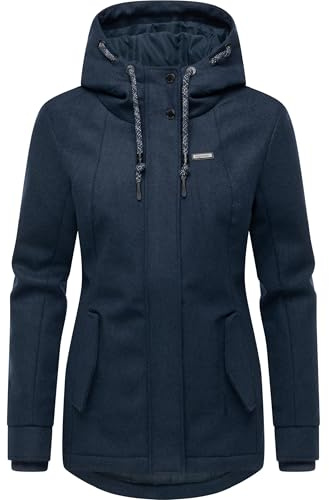 Ragwear Damen Winterjacke Monadde Felt in Wolloptik mit Kapuze | Länge: po-bedeckend, wasserdichtes Material, atmungsaktiv, taillierte Passform; für kalte City- und Outdoor-Tage.