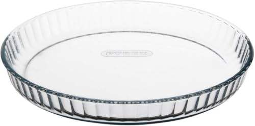 Glass Flan/Quiche Dish 28×28 cm 1.6 L Borosilicate Glass Baking Dish for Oven Freezer Microwave Dishwasher Safe Pack of 1.