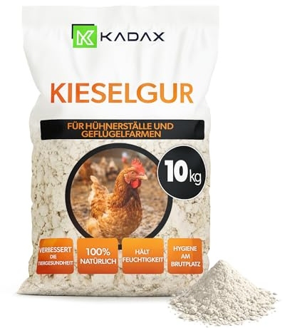 KADAX Kieselgur 10kg für Hühner, Diatomeenerde als feines Pulver zur natürliche Stallhygiene & effektiver Milbenschutz im Hühnerstall, Kieselerde gegen Milben