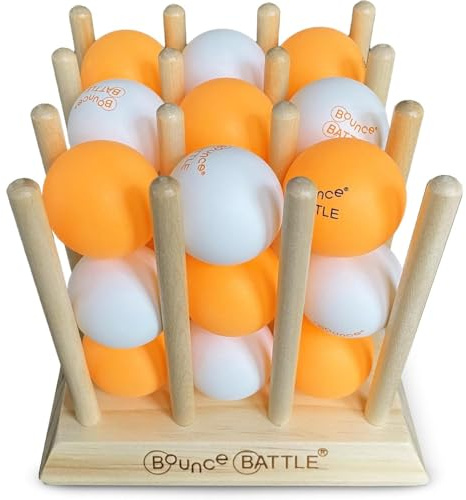 Bounce Battle Wood Edition - Fast-Paced Skill & Strategy Game, Includes 27 Balls & Wooden Cube - Kids 8+