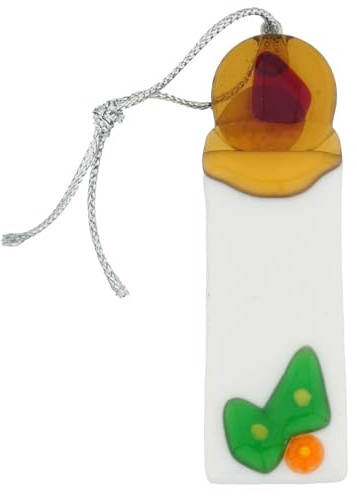 Glass Of Venice Murano Glass Candle Christmas Ornament - White