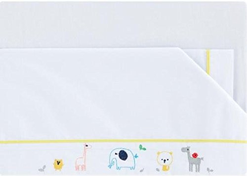 Pirulos- Juego de Sábanas Bebé- Colección Happy Zoo (40x80, blanco)