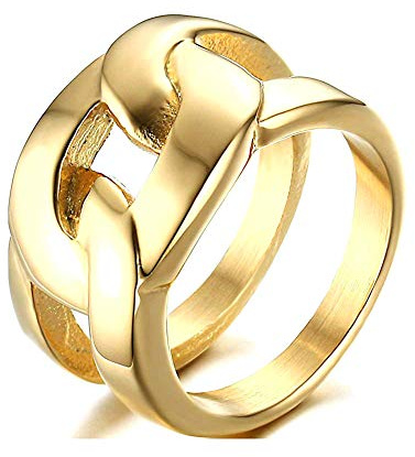 VNOX Anello da donna in acciaio inossidabile per fede nuziale o promessa di fidanzamento, 7 UK, Acciaio inossidabile, lega, oro, argento, metallo, pelle, tungsteno