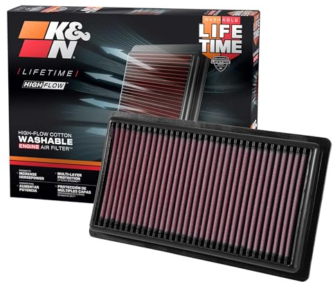 K&N High-Flow Original Lifetime Engine Air Filter: Increase Power: Premium, Washable: Compatible with 2016-2025 Fiat/Toyota/Lexus: (See Product Description for Select Models) 33-3080
