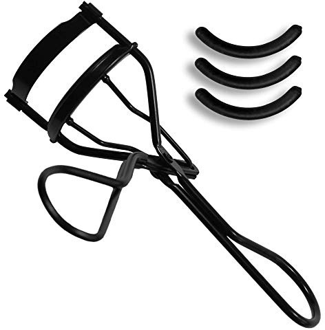 K-Pro Wimpernzange aus Edelstahl – schmerzfreier Lash Curler mit 3 Ersatz-Silikonpads für geschwungene, dichte oder empfindliche Wimpern – ideal für Zuhause, Reise, Studio & tägliches Make-up