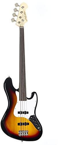 J & D JB Fretless Bass (3-Tone Sunburst) - Basso elettrico a 4 corde