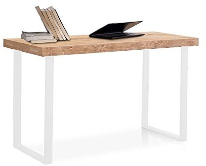 Adec Group Natural, Mesa de Estudio, Escritorio o Despacho, Mesa de Oficina, Color Roble Salvaje y Blanco, Medidas: 120 cm (Largo) x 60 cm (Ancho) x 73 cm (Alto)