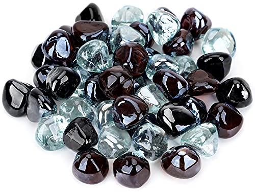 Stanbroil 10 Libras 1/2 de Vidrio de Fuego con Diamantes Mezclados ónix Negro, Hielo de Cristal, Brillo ámbar para fogatas de Gas y chimeneas en Interiores y Exteriores
