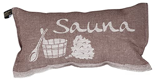 Jokipiin Pellava Jokipiin 1 cuscino per sauna da viaggio preferito design sauna dimensioni: 40 x 22 cm lino/cotone non tossico - Kotex 100 Made in Finlandia Marrone/Bianco