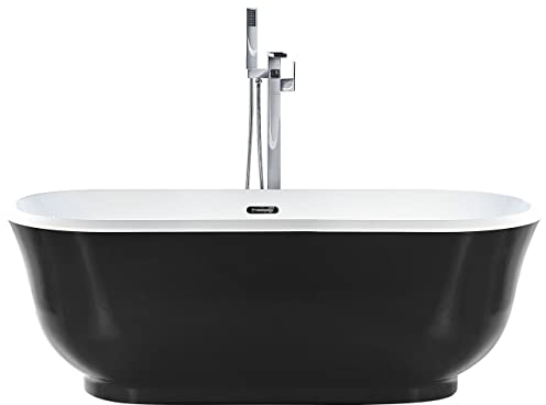 Baignoire en Acrylique Autoportante Bords Arrondis Forme Ovale Noir Tesoro