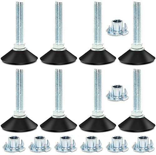 ZHANChen Möbelfüße Verstellbar Regulierschraube Verstellschraube Stellfüße Metall mit Einschlagmutter M10x 50mm Für Möbelfüße Tischbeine Stahl Verzinkt 8stk Nivellierfüße +8stk Einschlagmutter