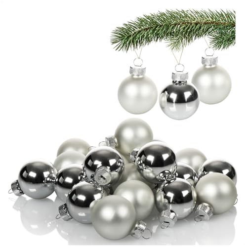 COM-FOUR® 20x Mini-Christbaumkugeln aus Glas, kleine Weihnachtskugeln | Baumschmuck für den Weihnachtsbaum - Ø 3 cm