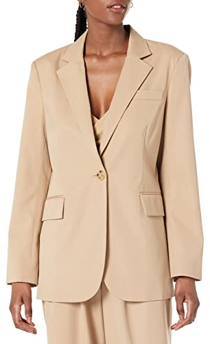 The Drop Ramona Loose Fit Relaxed Blazer, Stone, L