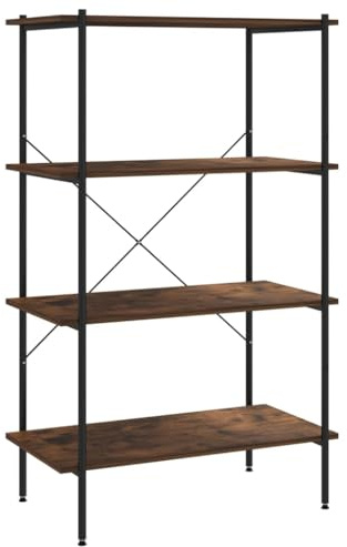 vidaXL Hyllenhet med 4 hyllplan svart och naturfärg 80x40x130 cm