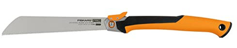 Fiskars Sega Pieghevole a Taglio Tirante Pro, Lunghezza della Lama: 25 cm, 13 TPI, Nero/Arancione, PowerTooth, 1062933