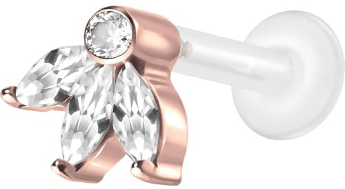 PIERCINGLINE PTFE Labret mit Innengewinde | TITAN AUFSATZ LOTUSBLÜTE| Piercing Lippe Nase Ohr Helix Tragus Medusa | Farb & Größenauswahl