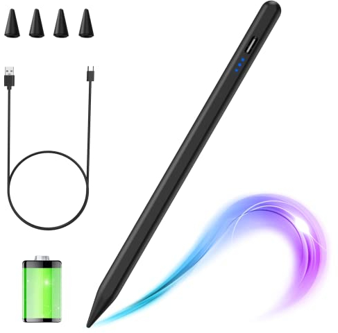 Penna per iPad 10th/9th/8th/7th Gen/Pro 12.9''/11''/Air 5th/4th/3rd Gen/Mini 6/5th Gen 2018-2022, Penna Stilo per iPad con Rifiuto Palmo & Magnetica-Nero