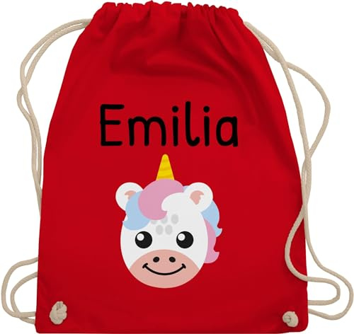 Turnbeutel Rucksack - Einhörner - Süßes Einhorn - Unisize - Rot - kindergarten krempel beutel einhornrucksack unicorn name stoffbeutel kindergartenbeutel kinderturnbeutel unicorns personalisierte
