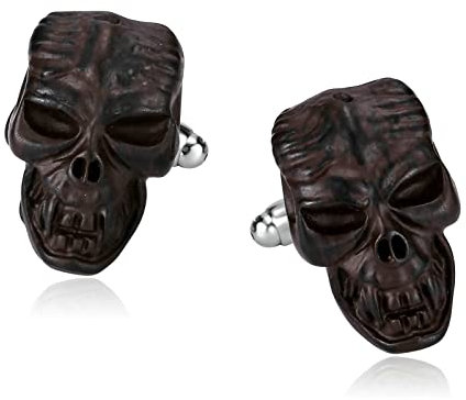 Stfery Manchettenknoepfe Personalisiert, Manschettenknöpfe Herren Totenkopf Dunkelbraun Edelstahl Cufflinks Kopf Skelett Schmuck Geschenk
