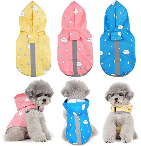 BPS Wasserdichte Regenjacke für Haustiere, Hunde, wasserdicht, mit Kapuze, Tasche für kleine, mittelgroße und große Hunde, aus 100 % Polyester (M, Blau 2) BPS-16664AZ
