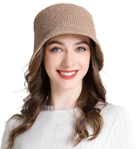 ZLYC Damen Herbst Winter Handgemachte Strick Fischerhüte Cloche Hüte Baumwolle Bowler Hut