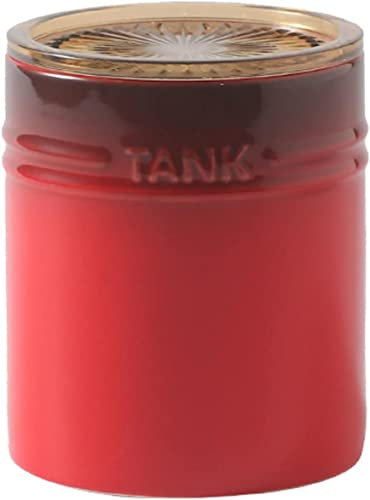 Ceramic Tea Canisters,Coffee Storage Jars,/French Gradient Flour and Sugar Containers Ceramic, Sugar Bowl with Lid Airtight, Ceramic Coffee Canister, Kitchen Decoration Storage-red-400ml/14oz ( Color