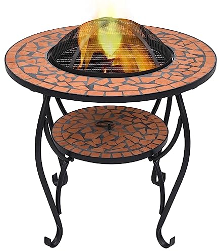 Mosaik Feuerstelle Tisch Terracotta 68 cm Keramik Artikelfarbe terrakotta
