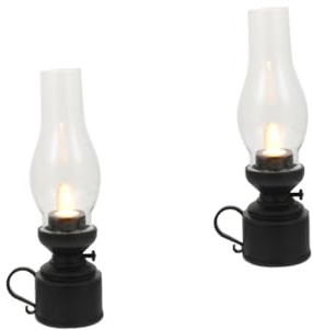 Amosfun 2stücke Retro Kerosene Lampe Vintage Öllicht Für Dekoration Und Fotografie Warmlicht Mit Nostalgischem Design Für Zuhause