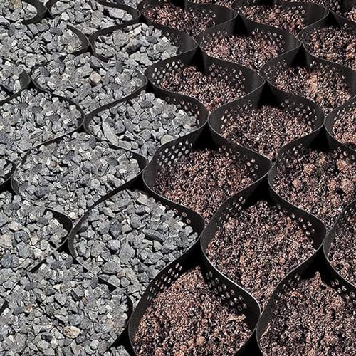Stabilisateur Gravier Grille Géo pour Les Allées et Trottoirs en Gravier, Nid D'abeille Stabilisateur de Grille de Sol pour L'aménagement Paysager des Pentes, Géogrille de Remplissage D'herbe et de Ro