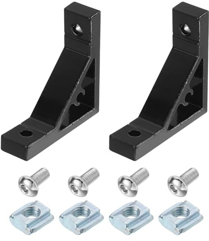 QUARKZMAN 2 Juego Soportes de Esquina de Perfil de Aluminio (Negro) | de 90 Grados, Conectores de Unión de Esquina para la Serie 2020, con Tornillos y Tuercas