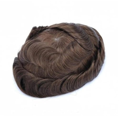 Toupet pour hommes Unités de systèmes de cheveux humains longs 14/16/18/20 pouces postiche for hommes dentelle et peau en polyuréthane toupet for hommes 7x9 prothèse capillaire capillaire de cheveux