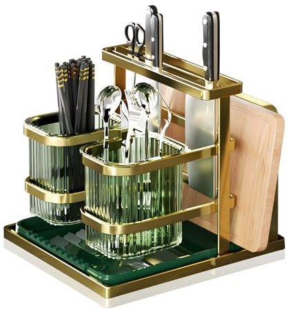 Buachois Porte-Baguettes pour Couteaux de Cuisine, Organisateur D'ustensiles de Comptoir de Cuisine Moderne de Travail, Planche à Découper Multifonctionnelle, étendoir à Couteaux